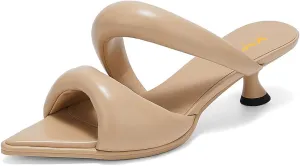 XYD Women's Sharp Open Pointed Toe Mules Low Heel Plump Straps Slip On Slides Sandals Fashion Dress Shoes