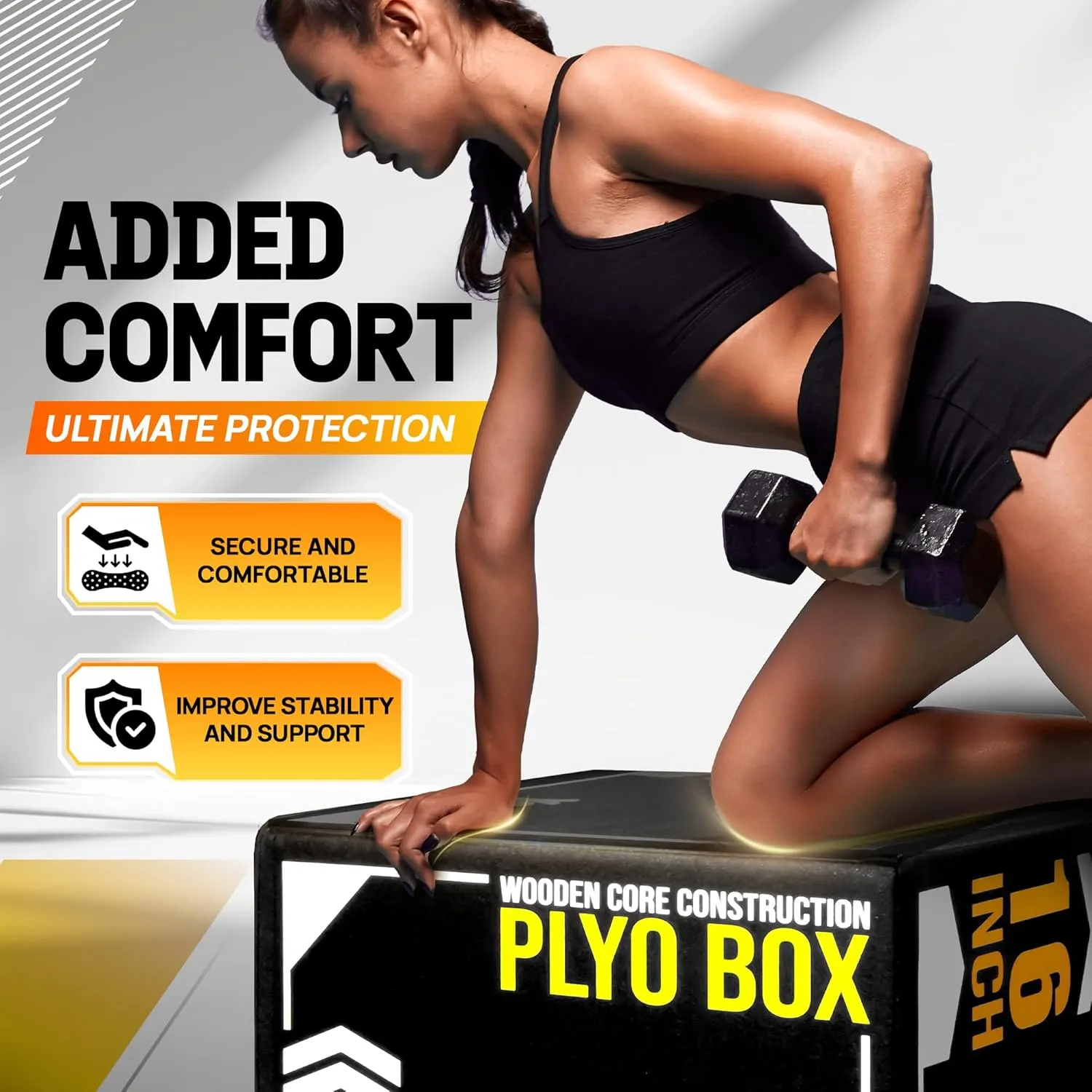 Yes4All 3-in-1 Soft-Padded Plyo Box With Wooden Core, Non-Slip Multi-Use Cushioned Plyometric Jump Box for Jumping, Conditioning, Strength Training