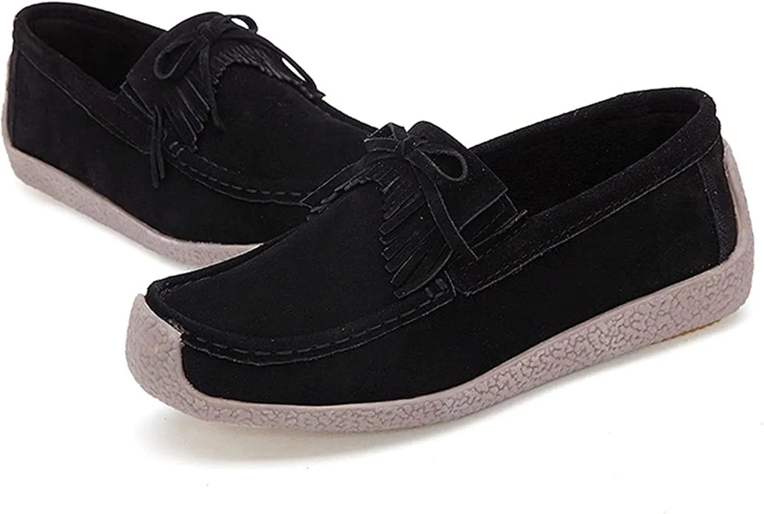 Yiozoi Women's Casual Shoes Round Toe Sandals Penny Loafers Out Wear Walking Shoes Flats Tassel Bow Tie Spring Summer Office Women's Mocassin Shoes
