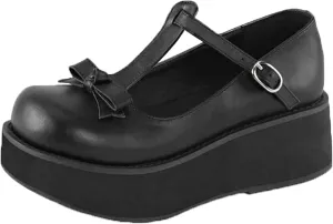Yiozoi Women's Flat Shoes Punk Style Mary Janes Thick Bottom Non Slip Simple Bow Ankle Strap Height Increased Women's Casual Shoes