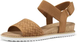 ZURIN Womens Comfortable Walking Sandals Open Toe Elastic Ankle Strap Short Flat Wedge Sandals for Women Dressy Summer