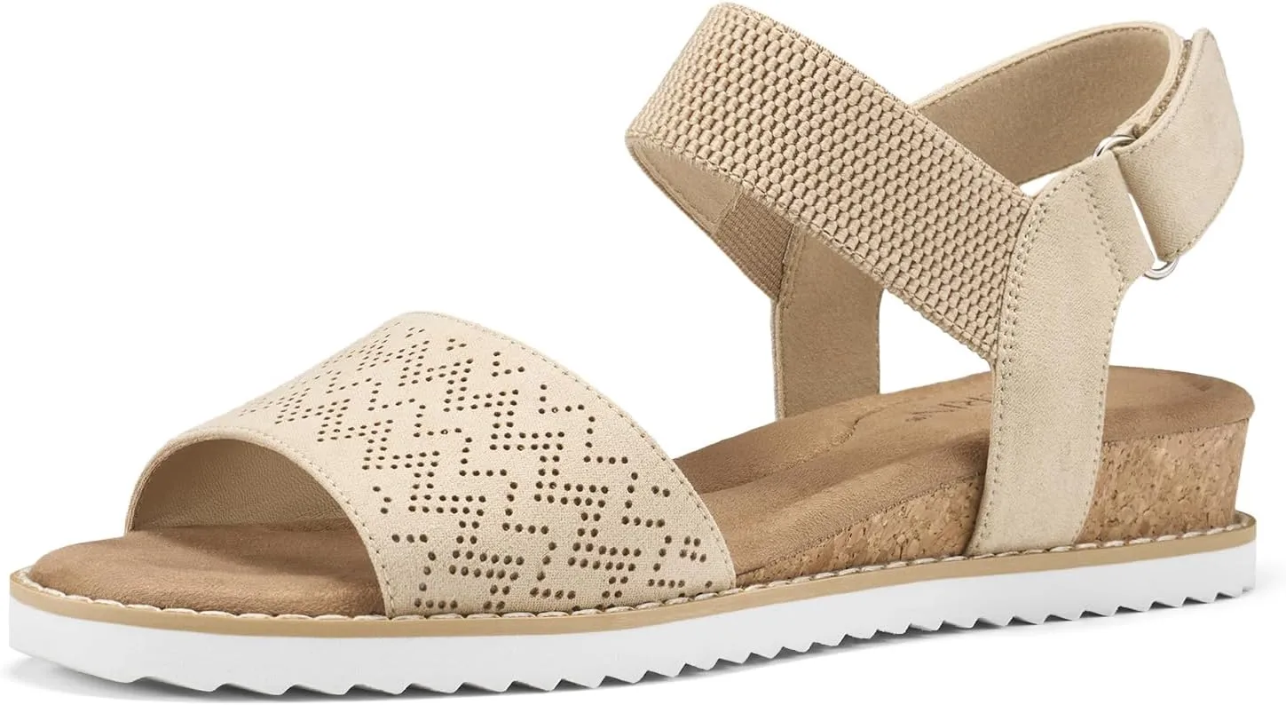 ZURIN Womens Comfortable Walking Sandals Open Toe Elastic Ankle Strap Short Flat Wedge Sandals for Women Dressy Summer
